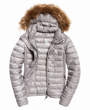 Superdry Luxe Fuji Double Cipzár Hooded Női Kabát Titán | UNSTR1958